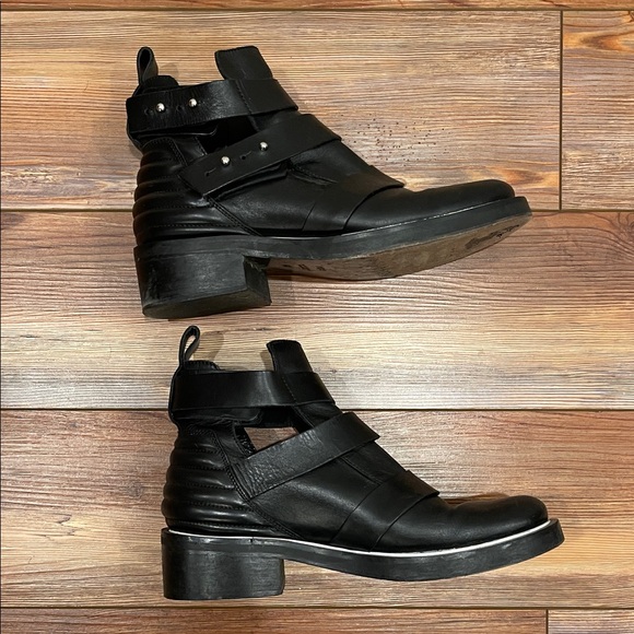 Maje Black Strap Moto Ankle Booties - Picture 3 of 8